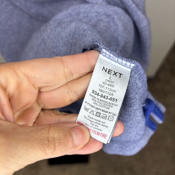 Next Blue Marl Regular Fit Pique Polo Shirt Men’s Size Large - Picture 5 of 6